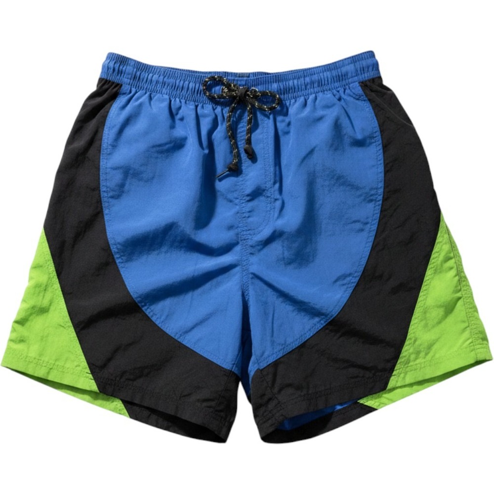Vintage Colorblock Swim Trunks Mens Large Blue Green Black Mesh Lined Shorts